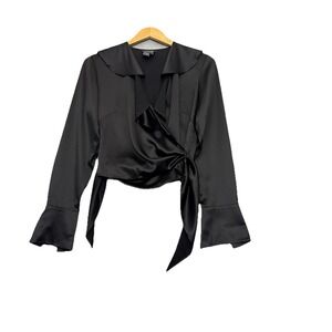 Lafayette 148 Women's 100% Silk Wrap Blouse Sz 2 Quiet Luxury Feminine Elegant**